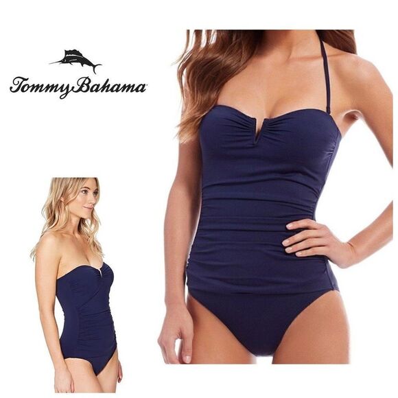 New. Tommy Bahama navy v-neck one piece. Size 8. Retails $139 - Picture 9 of 12